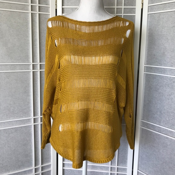 NWOT🌟Open Crochet Mustard Sweater - Picture 1 of 8